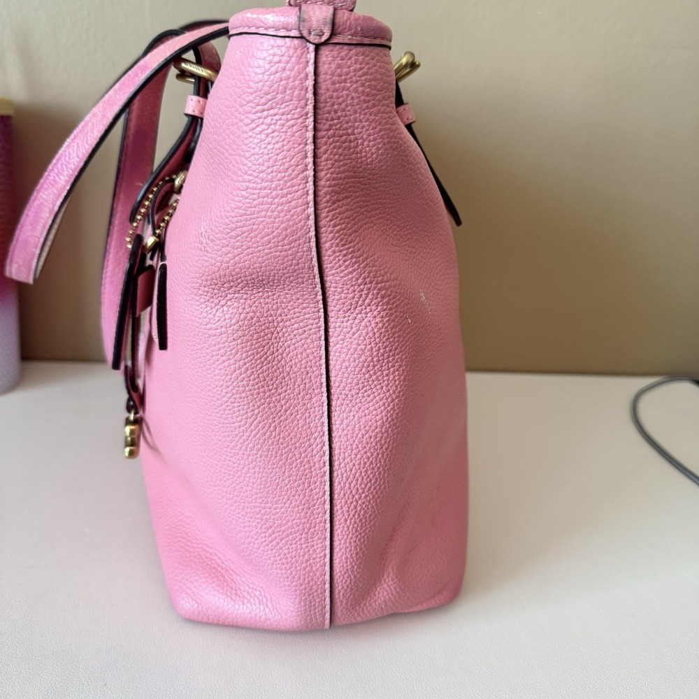 Coach Bubblegum Pink Pebbled Leather Taylor Shoulder Tote Bag Purse CC395 Cute - Picture 8 of 12